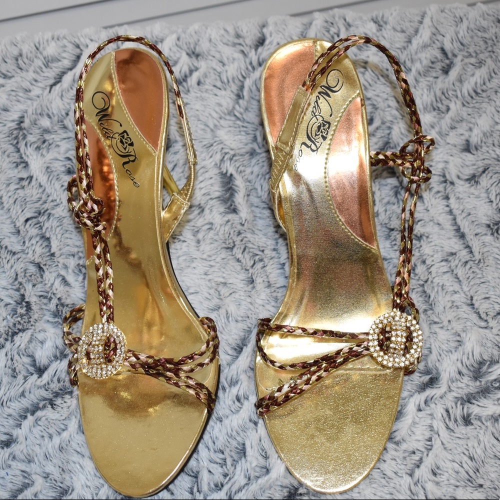 Wild Rose Gold Rhinestone Heels - Size 8